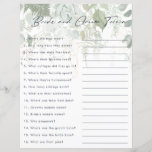 Greenery and Gold Leaf Bride and Groom Trivia Game<br><div class="desc">We designed this greenery and gold leaf bride and groom trivia game to complete your simple yet elegant boho wedding shower. It features modern green and white eucalyptus leaf, fern foliage, a succulent flower, and minimal gold foil leaves. These elements give the feel of a whimsical watercolor enchanted forest, perfect...</div>