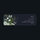 Greenery and Gold Leaf | Dark Navy Return Address Label<br><div class="desc">We designed this greenery and gold leaf | dark navy return address label to complete your simple yet elegant boho wedding. It features modern green and white eucalyptus leaf, fern foliage, a succulent flower, and minimal gold foil leaves. These elements give the feel of a whimsical watercolor enchanted forest, perfect...</div>