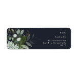 Greenery and Gold Leaf | Dark Navy Return Address Label<br><div class="desc">We designed this greenery and gold leaf | dark navy return address label to complete your simple yet elegant boho wedding. It features modern green and white eucalyptus leaf, fern foliage, a succulent flower, and minimal gold foil leaves. These elements give the feel of a whimsical watercolor enchanted forest, perfect...</div>