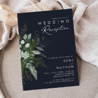 Greenery and Gold Leaf Dark Navy Wedding Reception