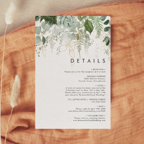 Greenery and Gold Leaf Details Enclosure Card