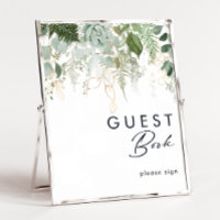 Greenery and Gold Leaf Guest Book Sign