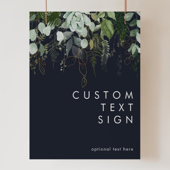 Greenery and Gold Leaf Navy Cards and Gifts Custom Poster (Creator Uploaded)