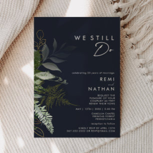Greenery and Gold Leaf Navy We Still Do Renewal Invitation