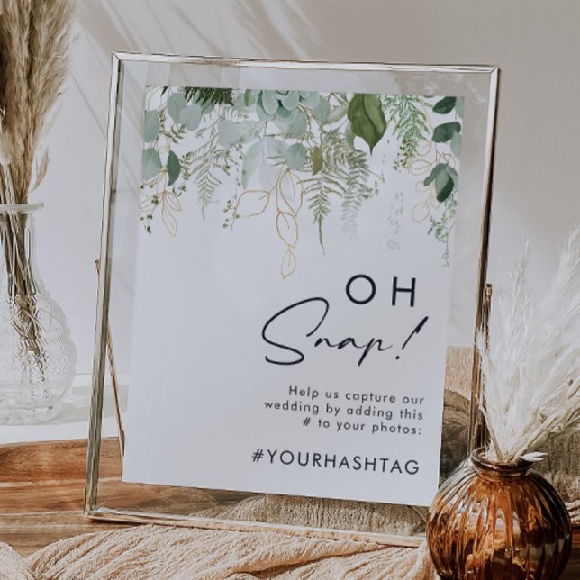 Greenery and Gold Leaf Oh Snap Hashtag Poster (Creator Uploaded)