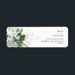 Greenery and Gold Leaf Return Address Label<br><div class="desc">We designed this greenery and gold leaf return address label to complete your simple yet elegant boho wedding. It features modern green and white eucalyptus leaf, fern foliage, a succulent flower, and minimal gold foil leaves. These elements give the feel of a whimsical watercolor enchanted forest, perfect for any rustic,...</div>