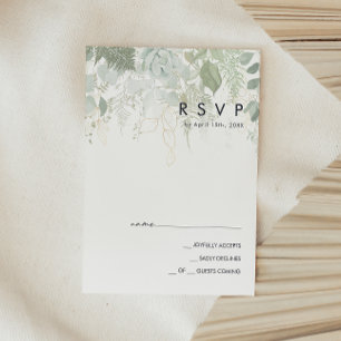 Greenery and Gold Leaf RSVP Card