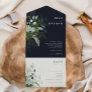 Greenery and Gold Leaf Simple Navy Seal and Send All In One Invitation
