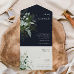 Greenery and Gold Leaf Simple Navy Seal and Send All In One Invitation<br><div class="desc">We designed this greenery and gold leaf simple navy seal and send all in one invitation to complete your simple yet elegant boho wedding. It features modern green and white eucalyptus leaf, fern foliage, a succulent flower, and minimal gold foil leaves. These elements give the feel of a whimsical watercolor...</div>
