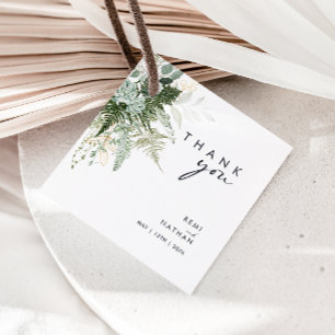 Greenery and Gold Leaf Thank You Favor Tags