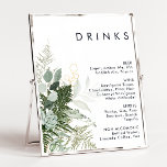 Greenery and Gold Leaf Wedding Drinks Menu Poster<br><div class="desc">We designed this greenery and gold leaf wedding drinks menu poster to complete your simple yet elegant boho reception. It features modern green and white eucalyptus leaf, fern foliage, a succulent flower, and minimal gold foil leaves. These elements give the feel of a whimsical watercolor enchanted forest, perfect for any...</div>