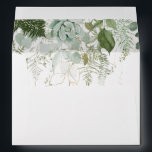 Greenery and Gold Leaf Wedding Invitation Envelope<br><div class="desc">We designed this greenery and gold leaf wedding invitation envelope to complete your simple yet elegant boho wedding. It features modern green and white eucalyptus leaf, fern foliage, a succulent flower, and minimal gold foil leaves. These elements give the feel of a whimsical watercolor enchanted forest, perfect for any rustic,...</div>