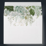 Greenery and Gold Leaf Wedding Invitation Envelope<br><div class="desc">We designed this greenery and gold leaf wedding invitation envelope to complete your simple yet elegant boho wedding. It features modern green and white eucalyptus leaf, fern foliage, a succulent flower, and minimal gold foil leaves. These elements give the feel of a whimsical watercolor enchanted forest, perfect for any rustic,...</div>