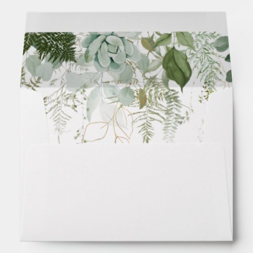 Greenery and Gold Leaf Wedding Invitation Envelope