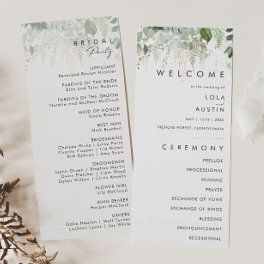 Greenery and Gold Leaf Wedding Program