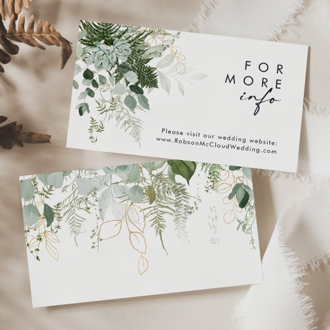 Greenery and Gold Leaf Wedding Website Enclosure Card (Creator Uploaded)