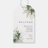 Greenery and Gold Leaf Wedding Welcome Gift Tags (Front)