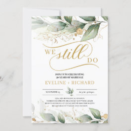Greenery and gold leaves eucalyptus we still do invitation