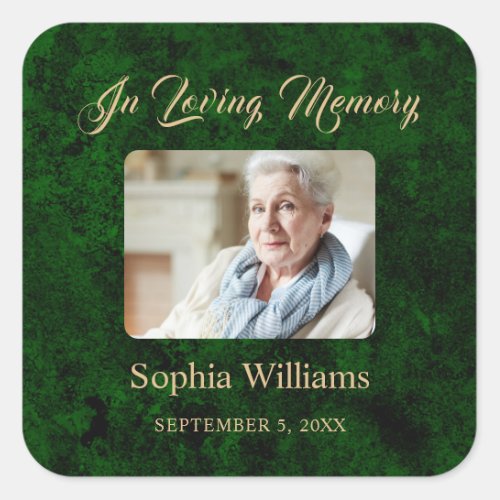 Greenery and Gold  Memorial Funeral Square Sticker