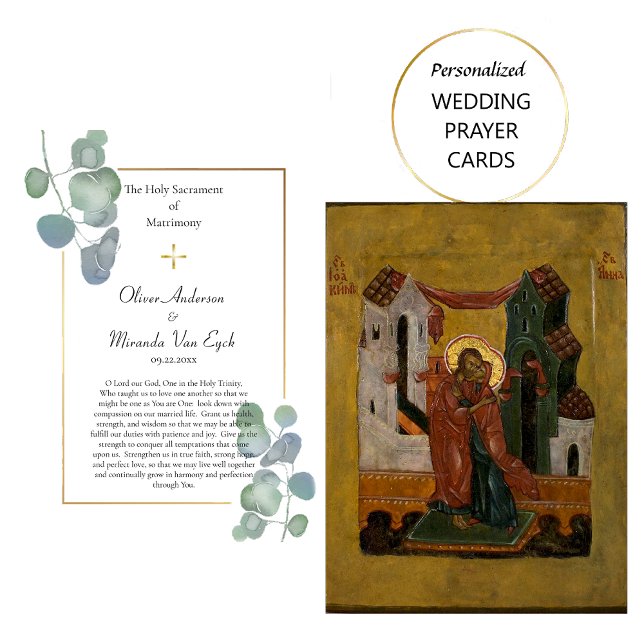 Greenery and Gold Orthodox Wedding Prayer Card     (Creator Uploaded)