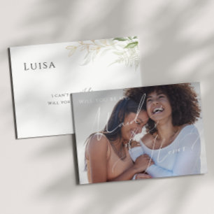 Greenery and Gold Photo Maid of Honor Card