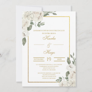 Greenery and Gold Spanish Wedding Invitation