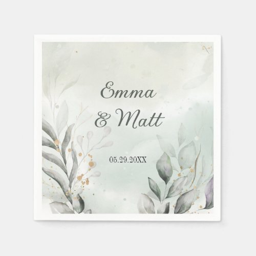Greenery and Gold Wedding Event Napkins