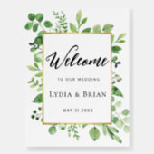 Greenery and Gold Wedding Welcome Sign (Front)