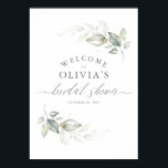 Greenery and Gold Wreath Elegant Bridal Shower Poster<br><div class="desc">Greenery bridal shower welcome sign</div>
