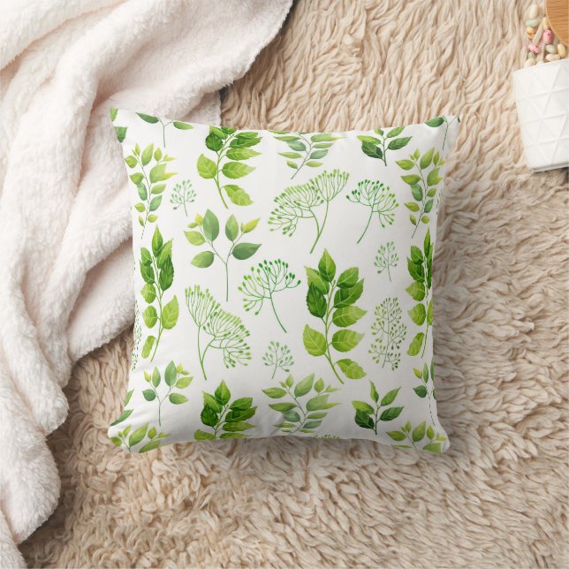 Greenery and Organic Pattern Throw Pillow (Blanket)