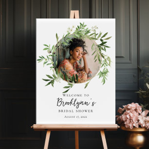 Greenery and photo bridal shower welcome poster