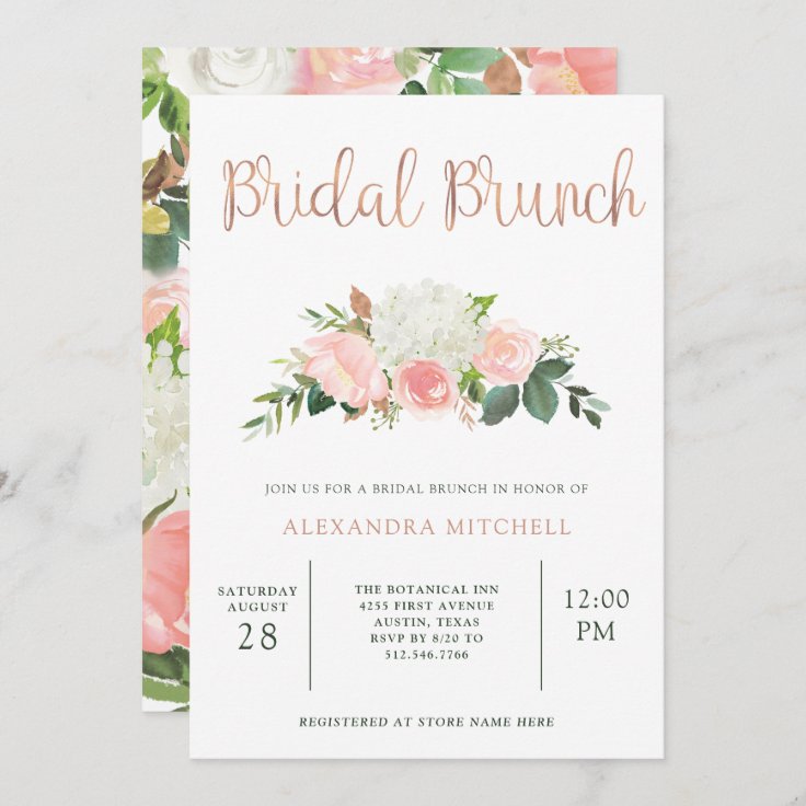 Greenery and Pink Floral | Bridal Brunch Invitation | Zazzle