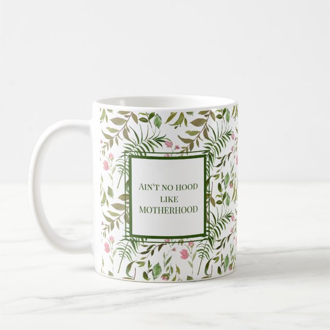 Greenery and Pink Funny Mom Coffee Mug (Left)