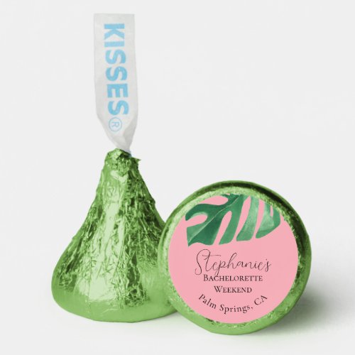 Greenery and Pink Tropical Monstera Bachelorette  Hersheys Kisses