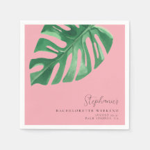 Greenery and Pink Tropical Monstera Bachelorette
