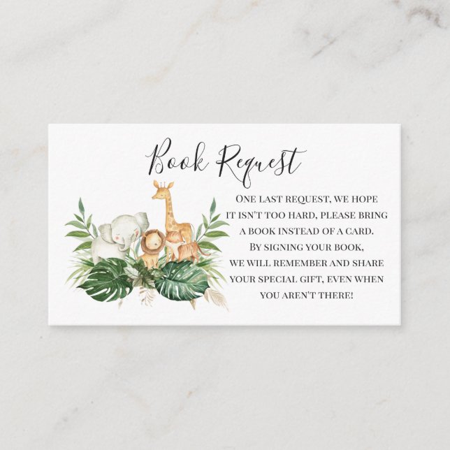 Greenery And Safari Animals  Book Request Enclosure Card (Front)