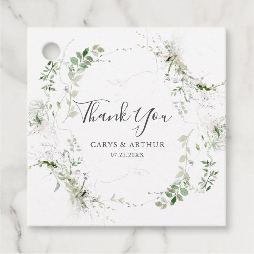 Greenery And Sketch Wedding Thank You Favor Tags