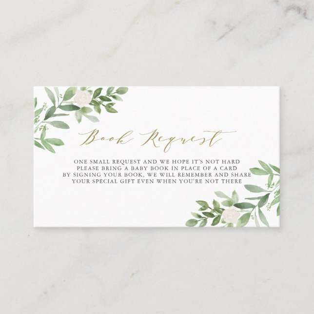 Greenery and White Flowers Book Request Card (Front)