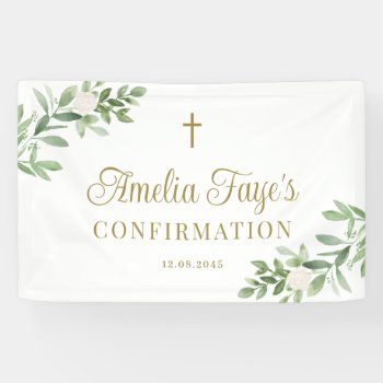 Greenery And White Flowers Confirmation Welcome Banner by misstallulah at Zazzle