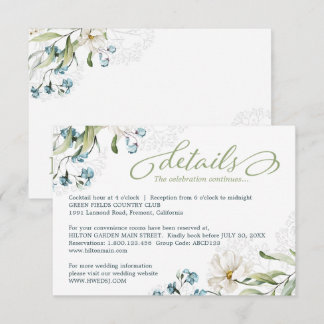 Greenery and white flowers elegant wedding enclosure card