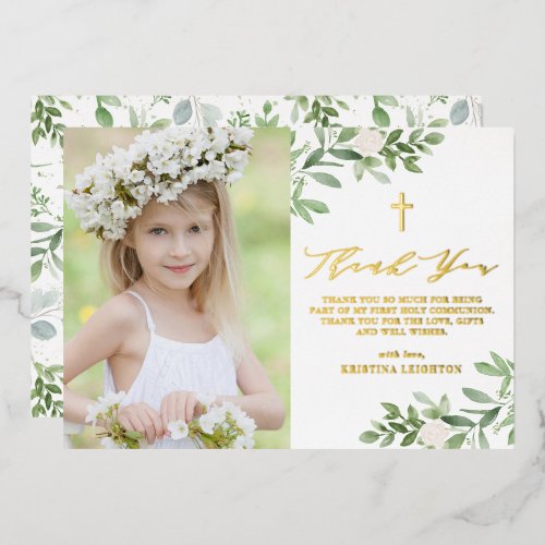 Greenery and White Flowers First Holy Communion