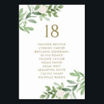 Greenery and White Flowers Gold Wedding Seating Table Number<br><div class="desc">Add a beautiful botanical accent to your tablescape with the customizable greenery table numbers card. It features watercolour illustrations of white flowers and greenery. Personalize this greenery seating card by adding your own details. These greenery table numbers are perfect for any event.</div>