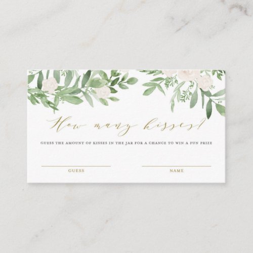 Greenery and White Flowers How Many Kisses Card