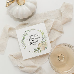 Greenery and White Pumpkin Fall Bridal Shower Napkins