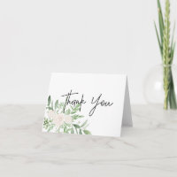 Greenery and white Thank you Card