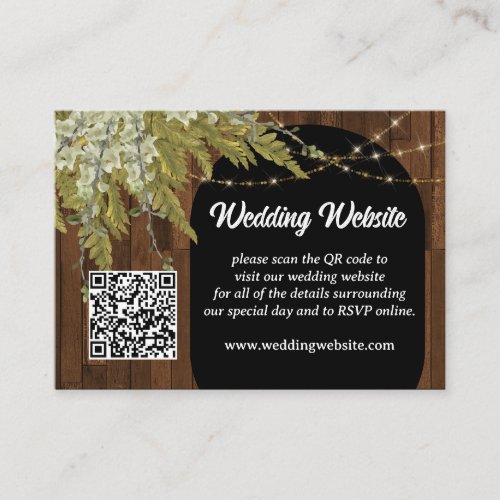 Greenery and Wood Rustic Wedding Website Enclosure Card