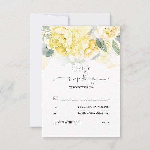 Greenery and Yellow Flowers Wedding RSVP