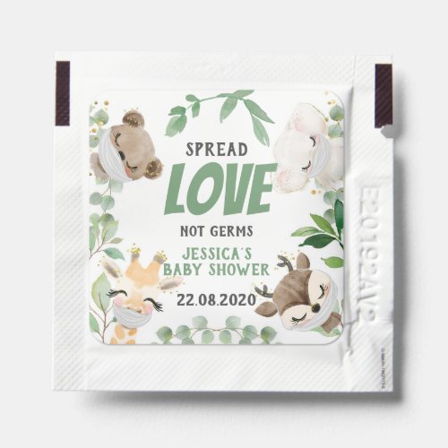 Greenery Animals With Masks Baby Shower Favors Hand Sanitizer Packet