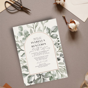 Greenery Arch Eucalyptus Ivory Wedding Rose Gold Foil Invitation