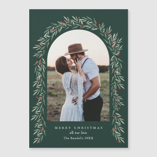 Greenery Arch Modern Photo Christmas Holiday Card